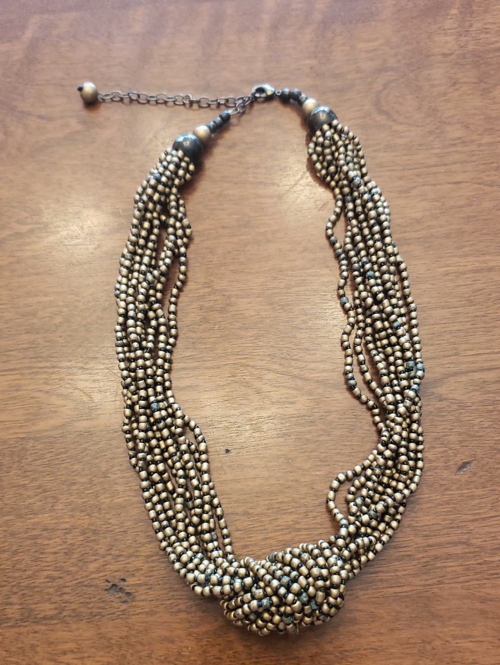 Vtg Gold Multi-Strand Beaded Knot Necklace Size: 17 1/2- 20 1/2"